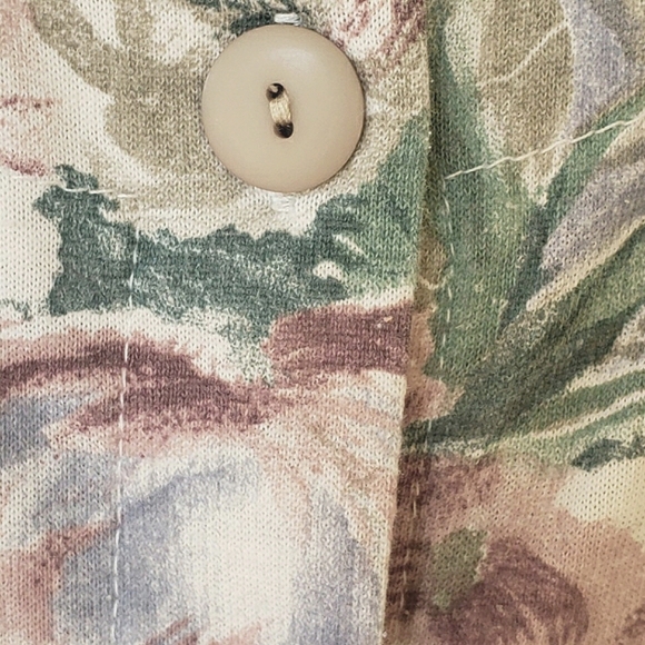 Vtg 90s muted floral abstract jersey knit romper - Picture 5 of 12